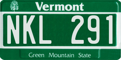 VT license plate NKL291