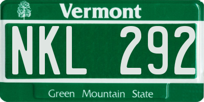 VT license plate NKL292