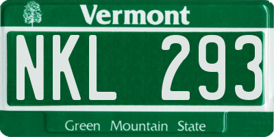 VT license plate NKL293