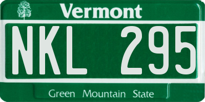 VT license plate NKL295