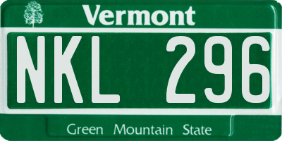 VT license plate NKL296