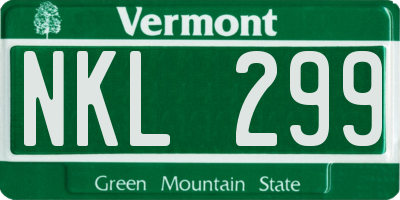 VT license plate NKL299