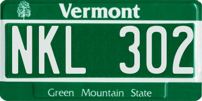 VT license plate NKL302