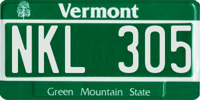 VT license plate NKL305