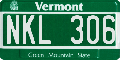 VT license plate NKL306