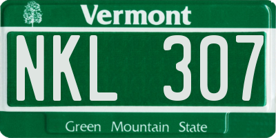 VT license plate NKL307