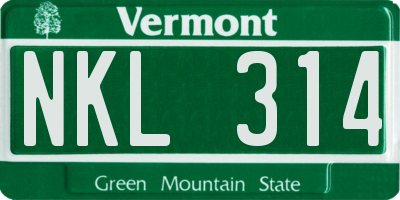 VT license plate NKL314