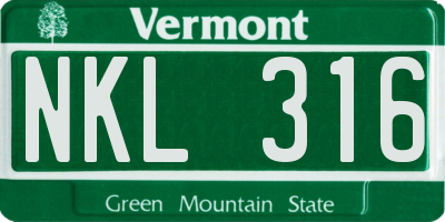 VT license plate NKL316