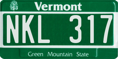 VT license plate NKL317