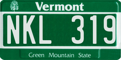 VT license plate NKL319