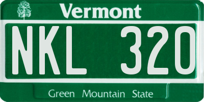VT license plate NKL320