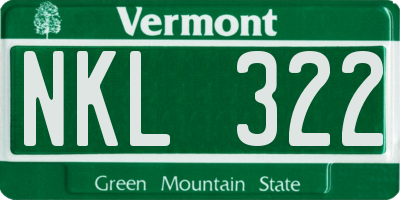 VT license plate NKL322