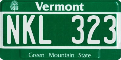 VT license plate NKL323