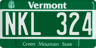 VT license plate NKL324