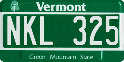 VT license plate NKL325