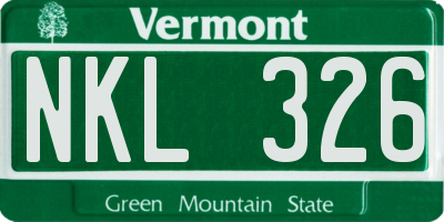 VT license plate NKL326