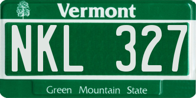 VT license plate NKL327