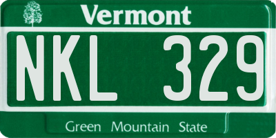VT license plate NKL329