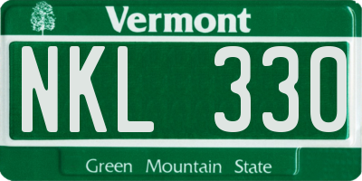 VT license plate NKL330