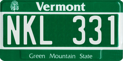 VT license plate NKL331