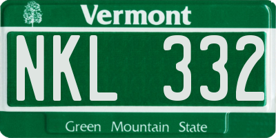 VT license plate NKL332
