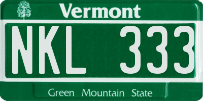 VT license plate NKL333