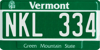 VT license plate NKL334