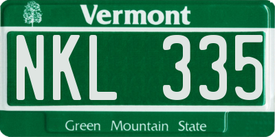 VT license plate NKL335