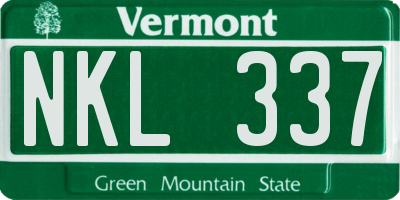 VT license plate NKL337