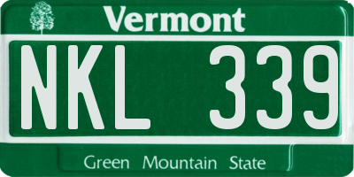 VT license plate NKL339