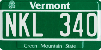 VT license plate NKL340