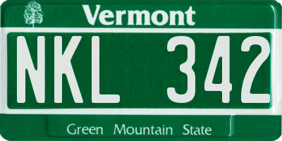 VT license plate NKL342