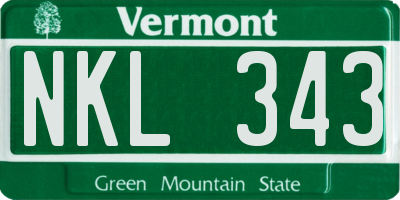 VT license plate NKL343