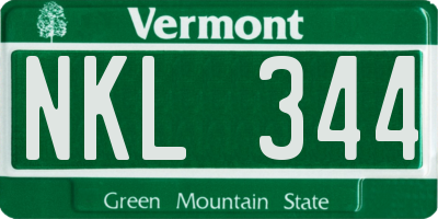 VT license plate NKL344
