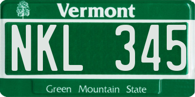 VT license plate NKL345