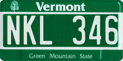 VT license plate NKL346