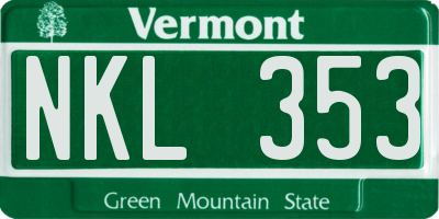 VT license plate NKL353
