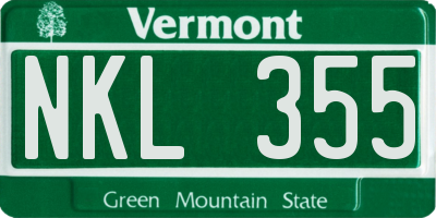 VT license plate NKL355