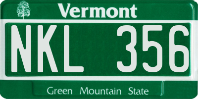 VT license plate NKL356