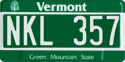 VT license plate NKL357
