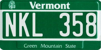 VT license plate NKL358