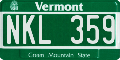 VT license plate NKL359