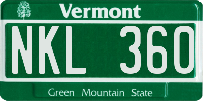 VT license plate NKL360