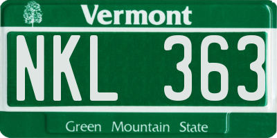 VT license plate NKL363