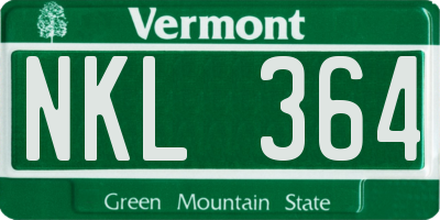 VT license plate NKL364