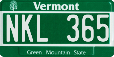 VT license plate NKL365