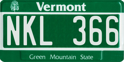 VT license plate NKL366