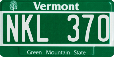 VT license plate NKL370