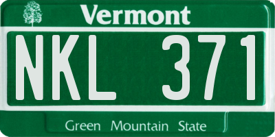 VT license plate NKL371