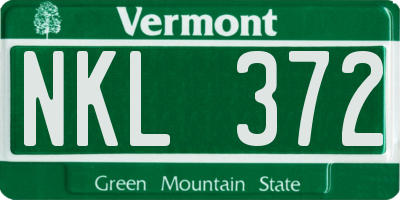 VT license plate NKL372